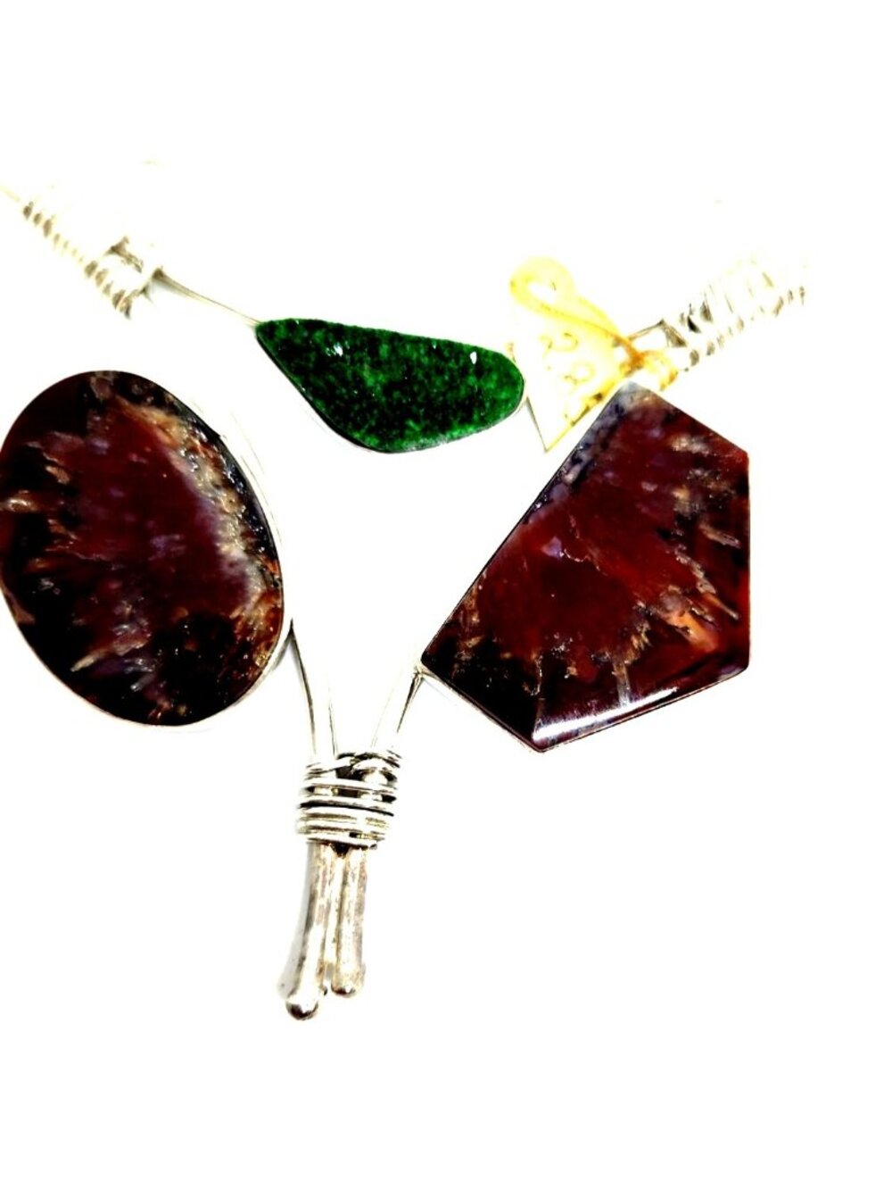 Pendant Plume Agate Druzy Silver 45.8 gr 925 Silver Jerry Fran Harr 85mm x 85mm